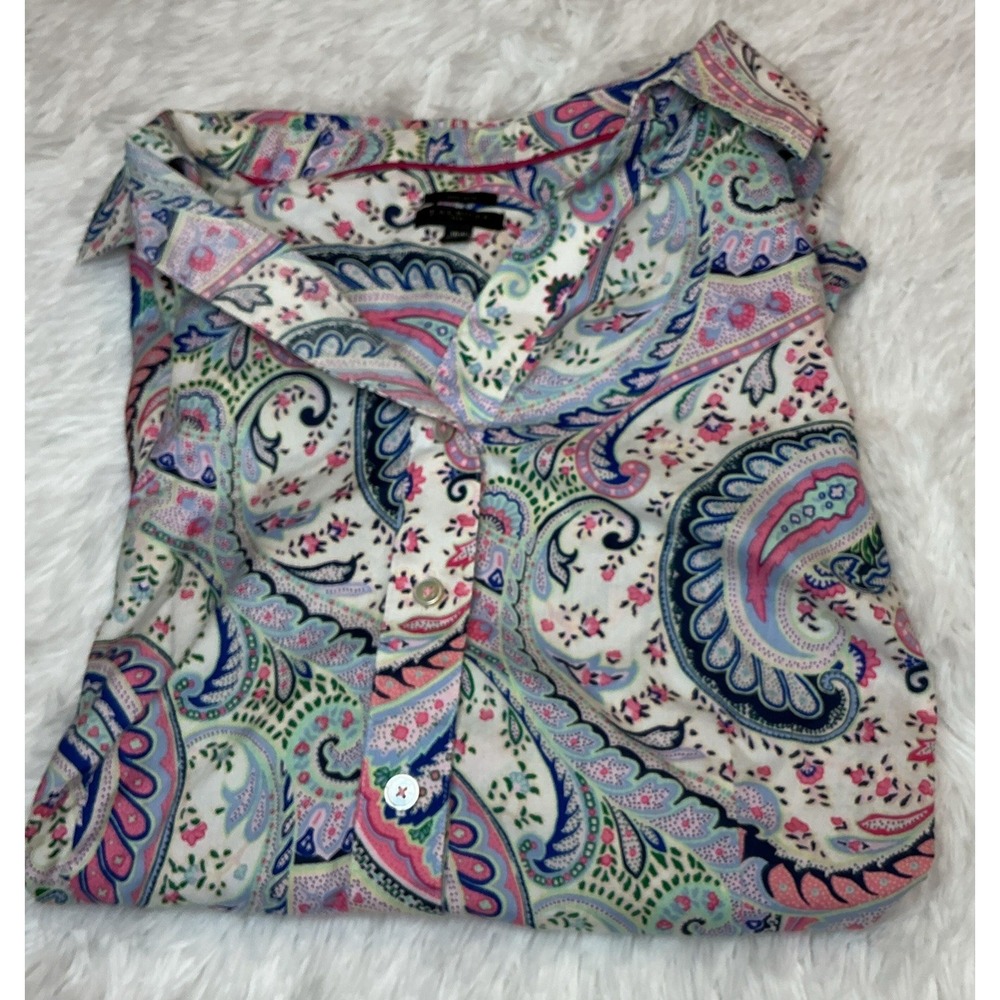 Talbots Plus 16w Sleeveless Paisley Button Down  women's Blouse